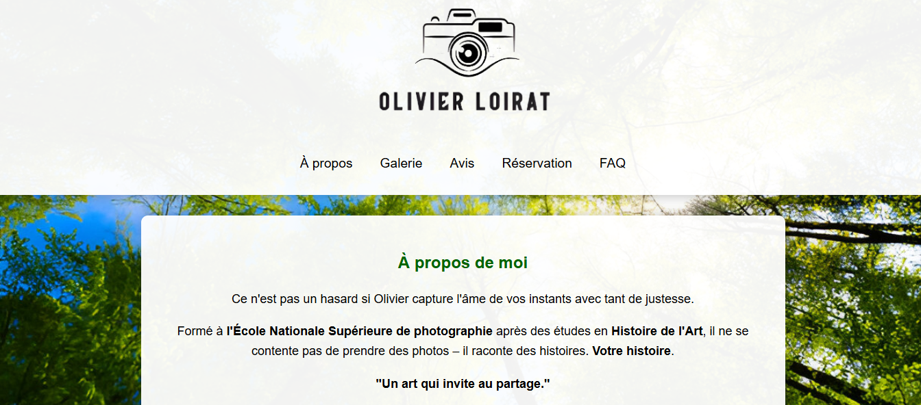 Site vitrine photographe